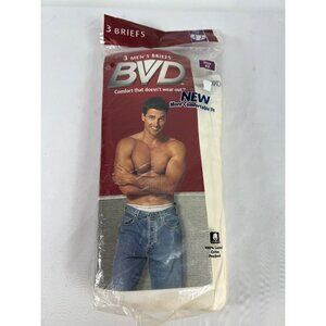 VTG 90s BVD Mens Briefs 3-Pack White Size 42 NOS Deadstock